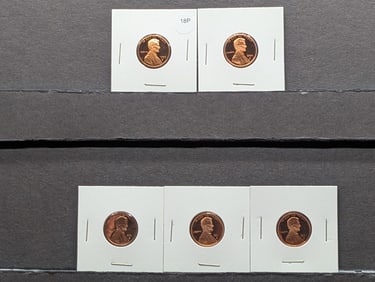 1990-S, 2001-S, 2003-S, 2004-S, & 2005-S Proof Lincoln Memorial Cents
