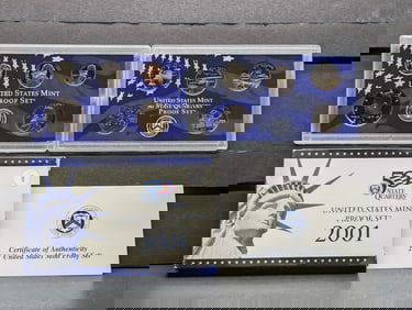 2001 -S U.S. Mint Proof Set In OGP With COA, Includes State Quarters & Sacagawea Dollar