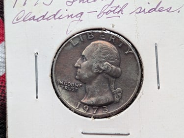 1973 Washington Quarter Incomplete Cladding on both sides