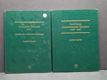 Empty Sacagawea Dollar Littleton Book & Empty Fifty State Commemorative Quarters Littleton Book
