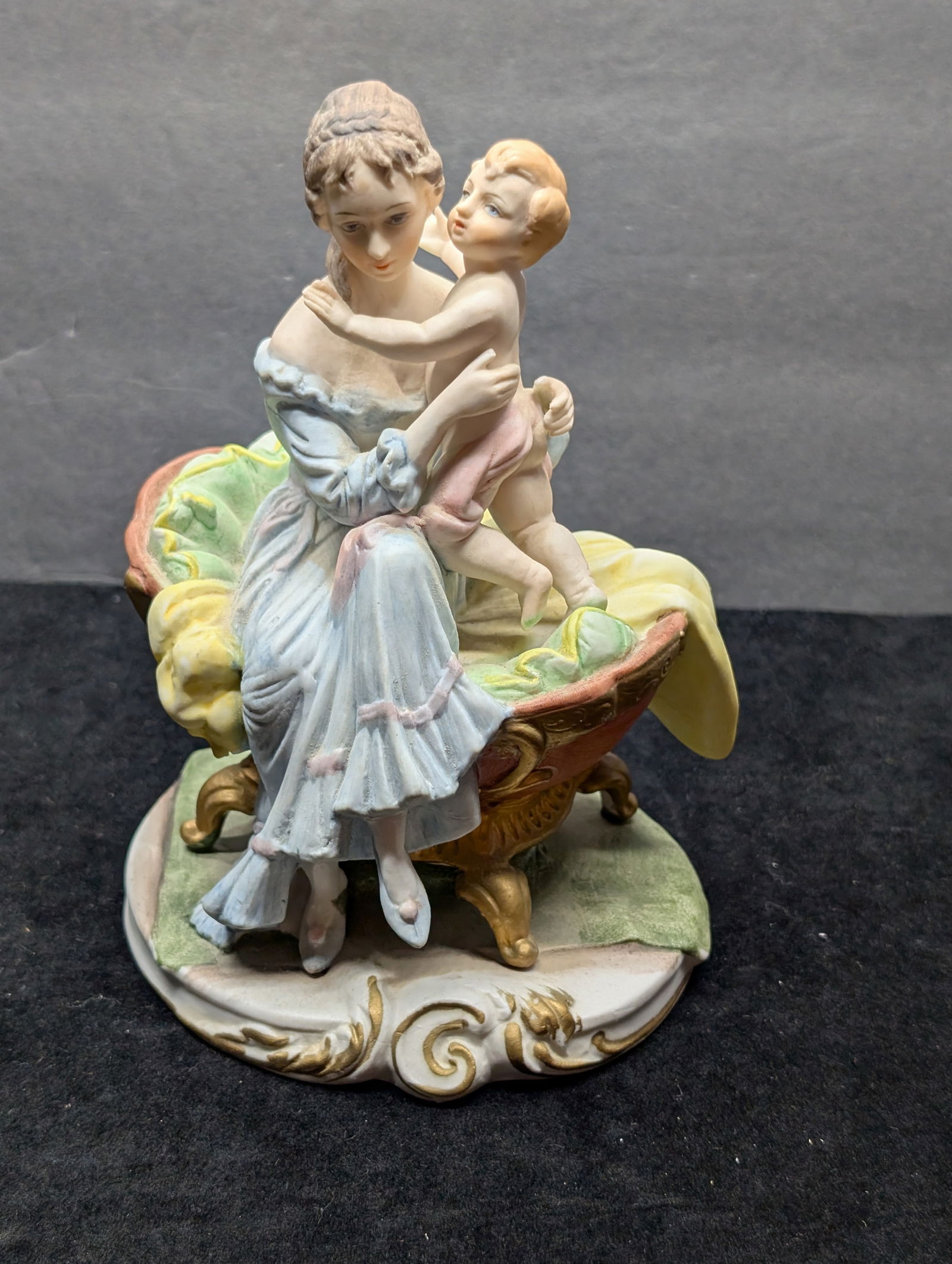 Bisque Figurine Mother with Child: Bisque Figurine Mother with Child