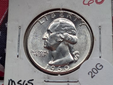 1960 Washington Quarter GEM BU+. 90% Silver. LUSTROUS