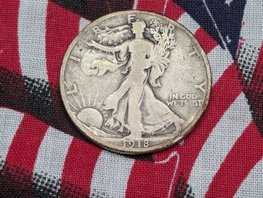 1918-S Semi Key Walking Liberty Half Dollar 90% Silver