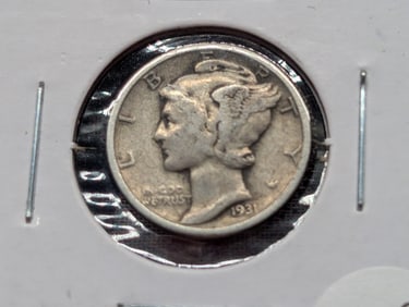 1931-S Semi Key Mercury Dime. 90% Silver. Great Depression Era. Low Mintage