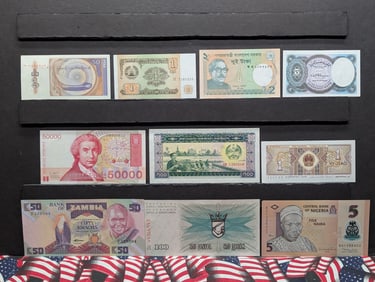 (10) Assorted Foreign Bank Notes, Uncirculated