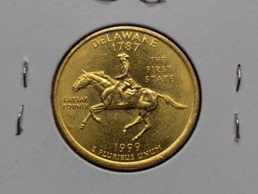 1999-D 24k Layered Delaware Washington State Quarter