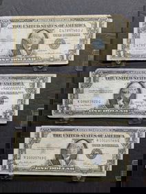 Three Circulated One Dollar Silver Certificates 1935 D/E/G