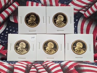 2001-S, 2003-S, 2004-S, 2005-S, & 2007-S Proof Sacagawea Dollars