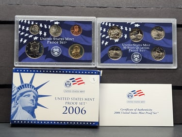 2006 -S U.S. Mint Proof Set In OGP With COA, Includes State Quarters & Sacagawea Dollar