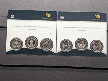 2010 P,D&S America the Beautiful (2) Three Coin Sets in OGP Hot Springs & Yellowstone