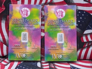 2-.999 Silver 1 Grain, Benchmark Strategic Medals, Wealth You Can Hold, Sealed, Great Gifts