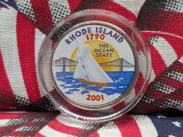 2001-D Colorized Rhode Island Washington Quarter