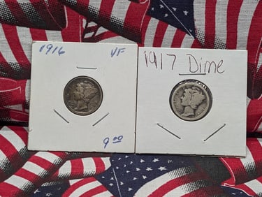 1916 & 1917 Mercury Dimes