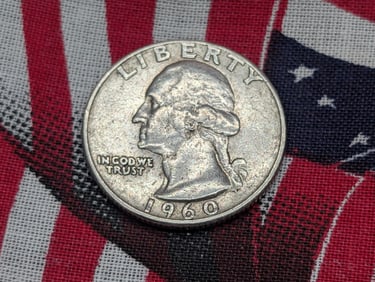 1960, 90% Silver, Washington Quarter, 65 Years Old