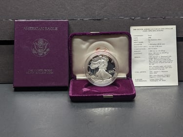 1988-S American Silver Eagle, .999 Silver In OGP With COA