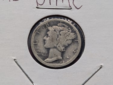 1918 Mercury Dime, Scratched Reverse