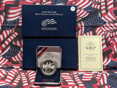 2004-P Lewis & Clark Bicentennial Proof 90% Silver Dollar with Box & COA