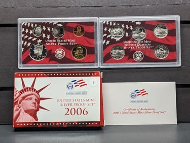 2006 -S U.S. Mint Silver Proof Set In OGP With COA, Seven 90% Silver Coins, Includes Sacagawea