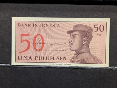 1964 Indonesia 50 Sen Note. GEM CRISP UNC