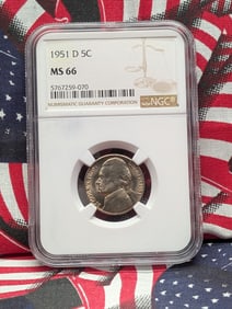 1951-D Jefferson Nickel, NGC MS 66