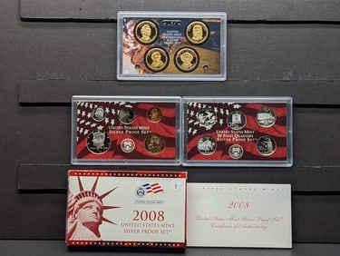 2008 -S U.S. Mint Silver Proof Set In OGP With COA, 14 Coins, Seven 90% Silver Coins, Includes
