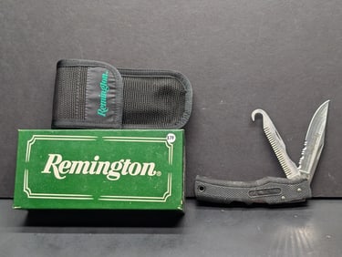 Remington Grizzly - 2 Blades w/ Gut Hook, Saw and Double Lock back and Sheath with Original Box