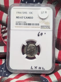1966 SMS Roosevelt Dime NGC MS67 Cameo