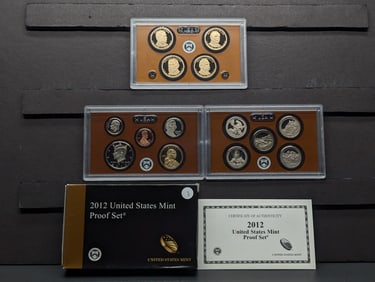 2012 -S U.S. Mint Proof Set In OGP With COA, Includes ATB Quarters, Sacagawea Trade Routes Dollar &