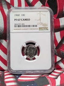 1960 Roosevelt Dime, NGC PF 67 CAMEO