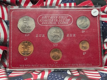 Britain's First Complete Set Of Decimal Coins, All BU