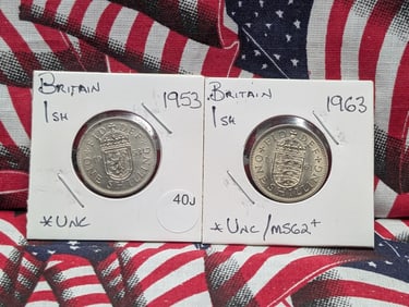 1953 & 1961 Britain One Shillings