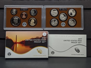 2017 -S U.S. Mint Proof Set In OGP With COA, Includes ATB Quarters & Sacagawea Sequoyah Dollar