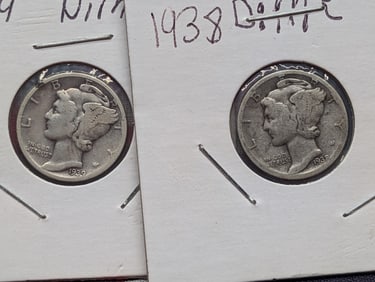 1938 & 1939 Mercury Dimes