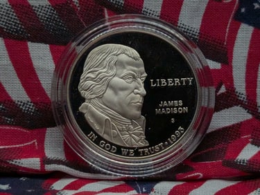 1993-S James Madison Commemorative Proof 90% Silver Dollar