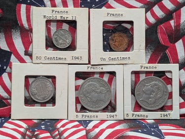 (5) Assorted France Coins