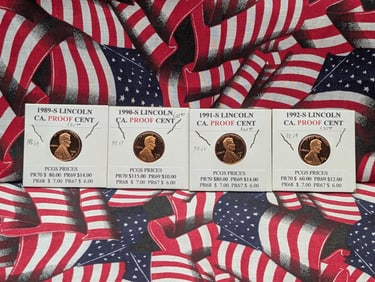 1989-S, 1990-S, 1991-S, & 1992-S Lincoln Memorial Cents, All DC Proofs
