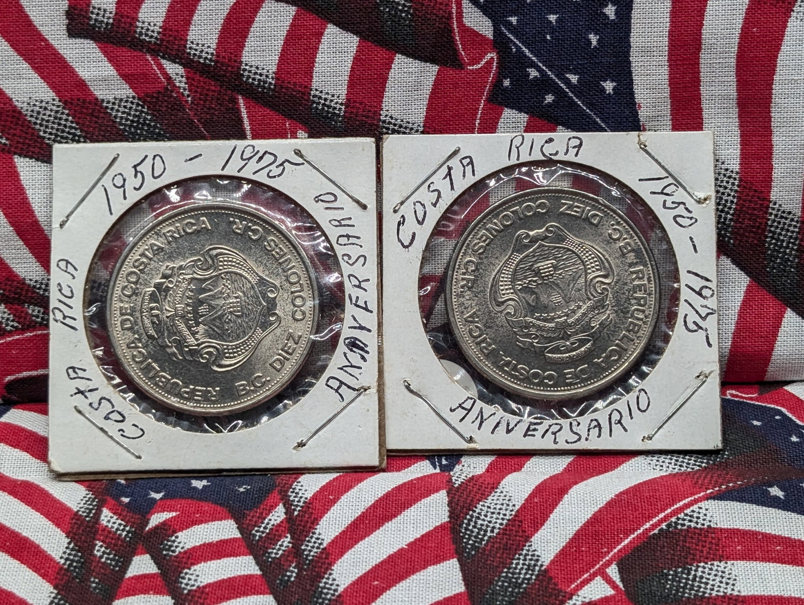 (2) 1950-1975 Costa Rica Anniversary Coins: (2) 1950-1975 Costa Rica Anniversary Coins