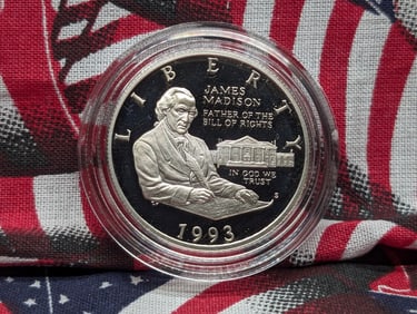 1993-S James Madison 90% Silver Commemorative Proof Half Dollar