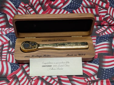 Sears Craftsman Gold Heritage Ratchet in Wood Box 22 KT Gold Plated