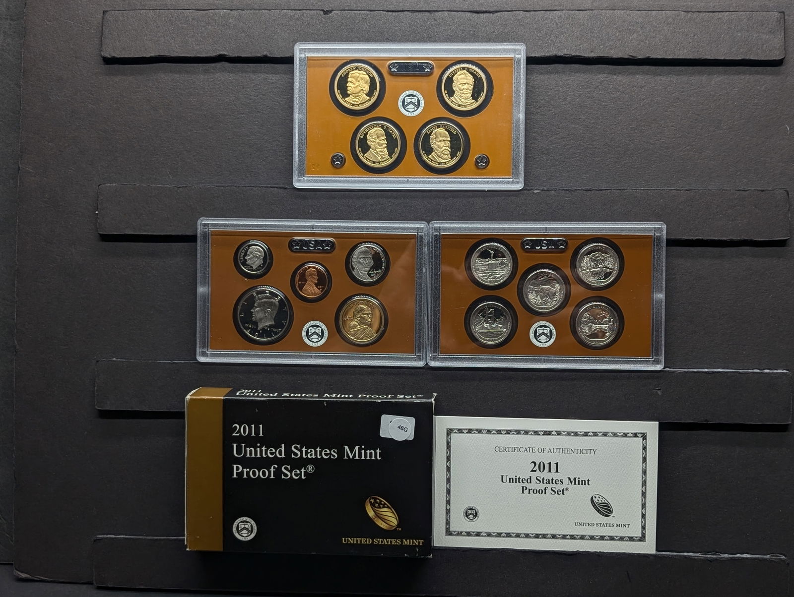 2011-S US Mint Proof Set. OGP/COA. Contains 14 Coins; Reg. Coinage, Presidential Dollars, ATB (1 of 8)