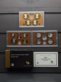 KEY DATE 2012-S US Mint Proof Set. OGP/COA. Contains 14 Coins; Reg. Coinage, Presidential Dollars,