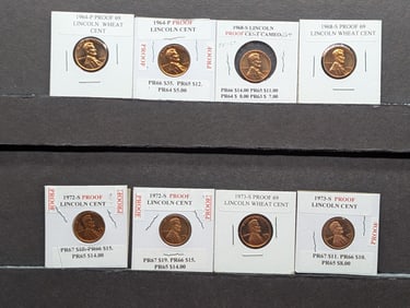 (8) Assorted Lincoln Memorial Cents, UNC & Proofs