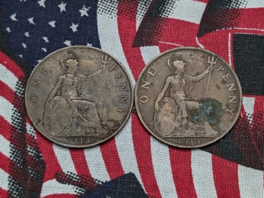 1913 & 1914 Great Britain One Pennies