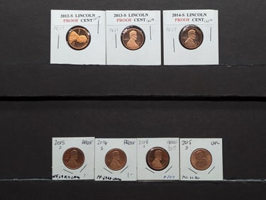 (7) Assorted Lincoln Shield Cents, UNC & Proofs