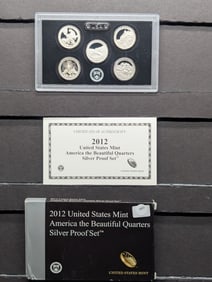 KEY DATE 2012-S US Mint Silver America The Beautiful Quarter Proof Set. 5-90% Silver Quarters