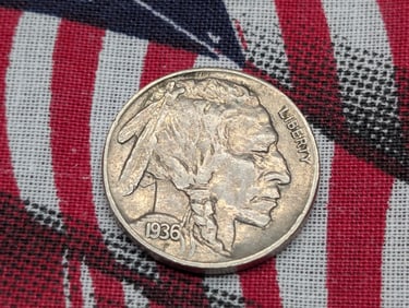 1936, XF-AU, Bold Details, Full Horn and Tail, Buffalo Nickel, 89 Years Old