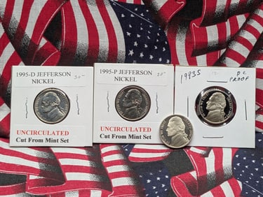 1993-S, 1994-S, 1995-P, & 1995-D Jefferson Nickels, UNC & Proofs
