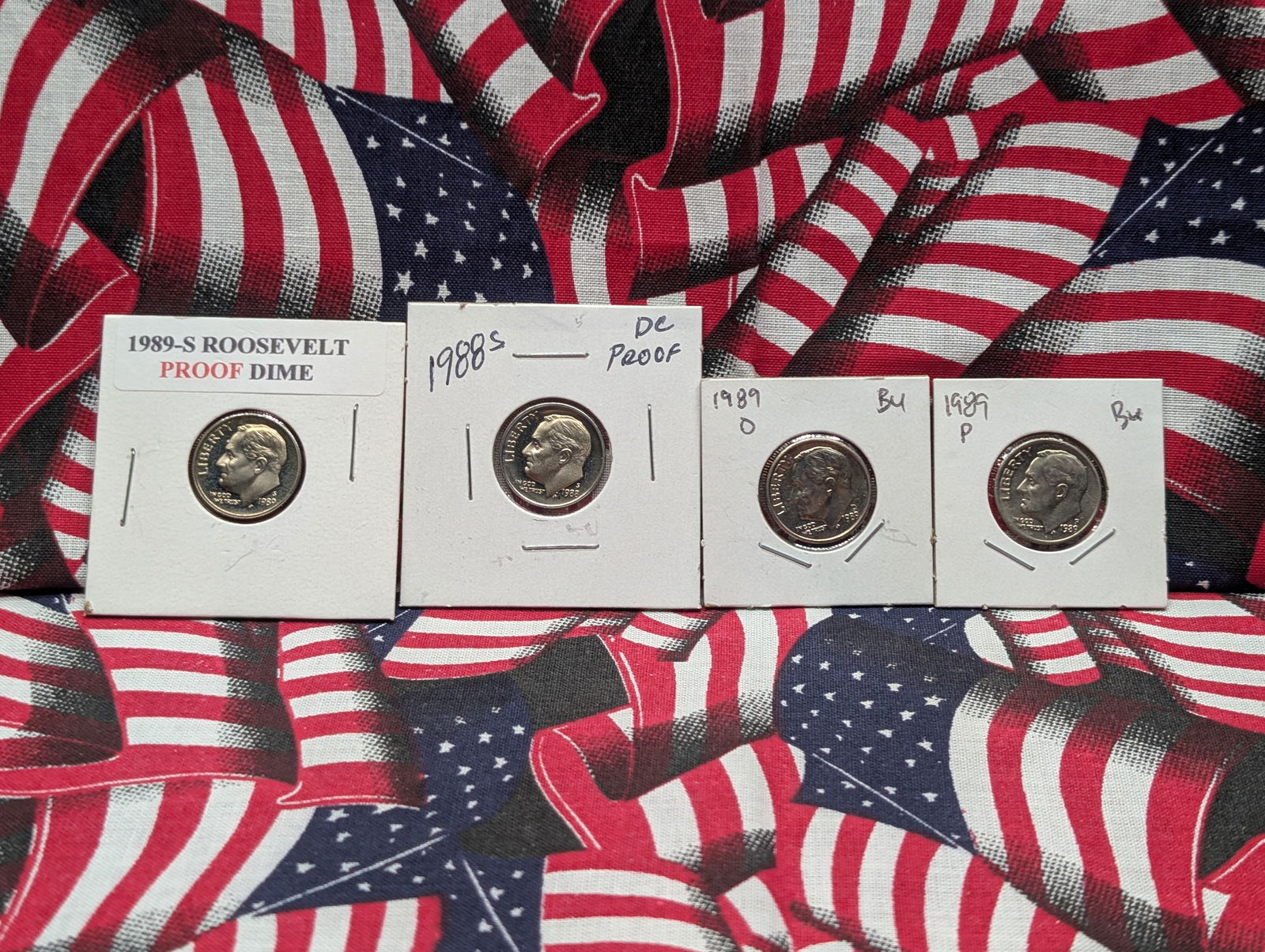 1988-S, 1989-P, 1989-D, & 1989-S Roosevelt Dimes, UNC & Proofs (1 of 4)