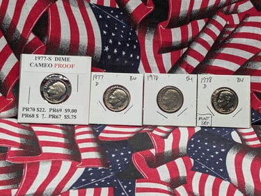 1977-S, 1977-D, 1978-P, & 1978-D Roosevelt Dimes, UNC & Proofs