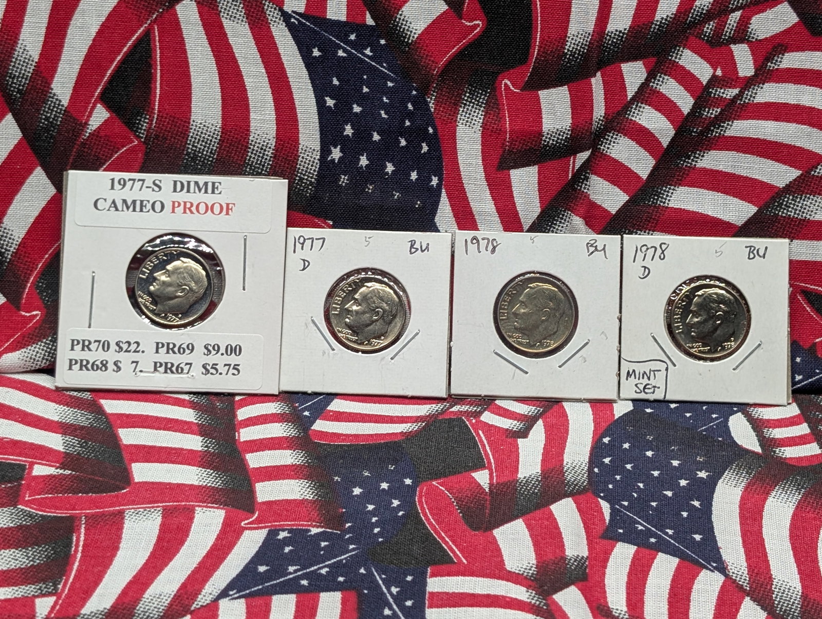 1977-S, 1977-D, 1978-P, & 1978-D Roosevelt Dimes, UNC & Proofs (1 of 4)